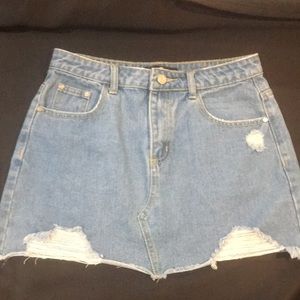 Denim distressed mini skirt size 6
